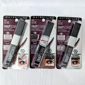 3PCs Maybelline Snapscara Mascara Bold Washable Clump Free #320 Black Cherry 0.3